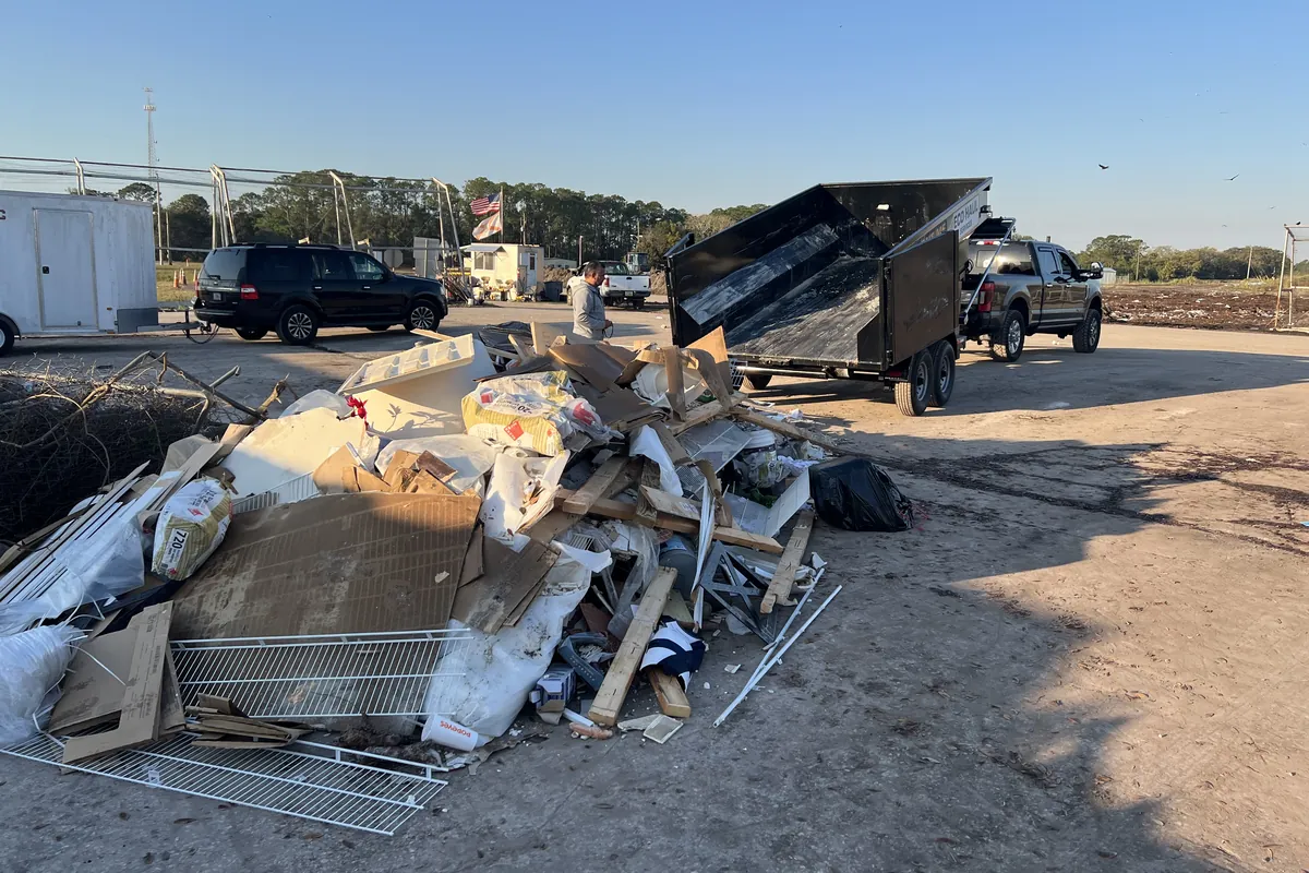 Eco Haul dump trailer tipping a load of debris at the disposal yard