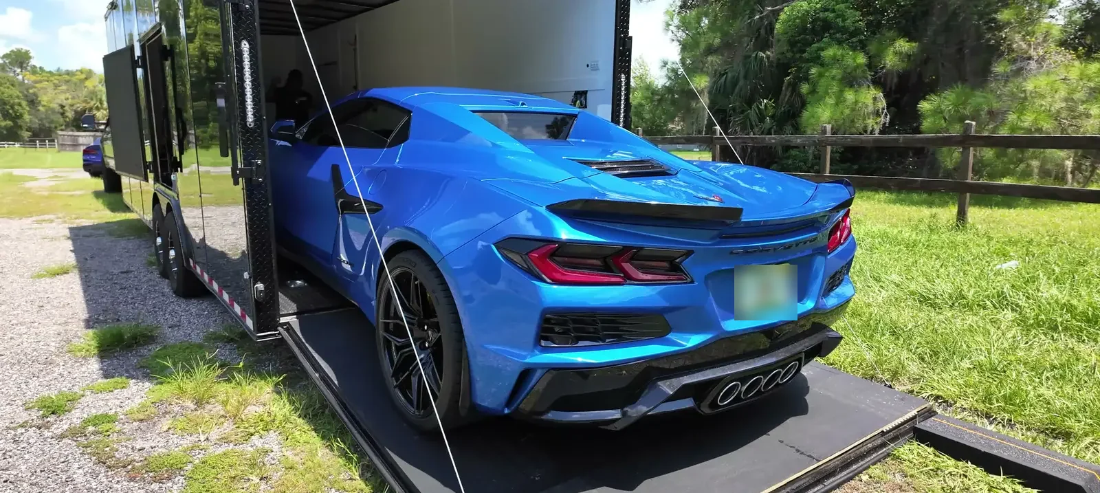 Sports car inside an enclosed Eco Haul trailer